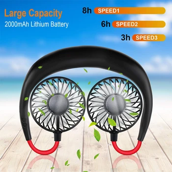 

New Portable Sports Hanging Neck Fan Air Cooler Fan Outdoor Convenient USB Charging Creative Mini Electric Air Cooling Fan