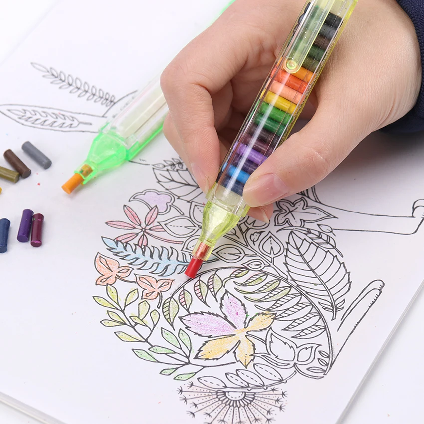 20 цветов, креативные карандаши Kawaii, цветные карандаши с граффити, канцелярские подарки для детей, восковые карандаши для рисования