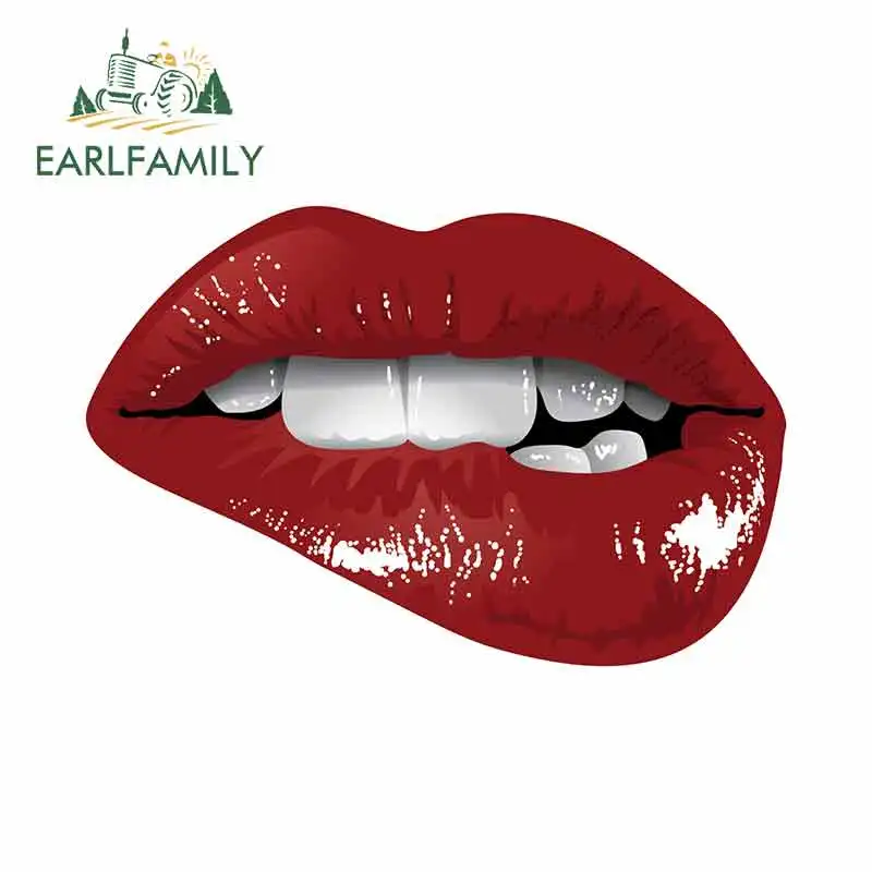 

EARLFAMILY 13cm x 13cm Lip Bite Lipstick Sexy Fine Decal Anime Waterproof Funny Car Stickers Bumper Trunk Truck Graphics JDM