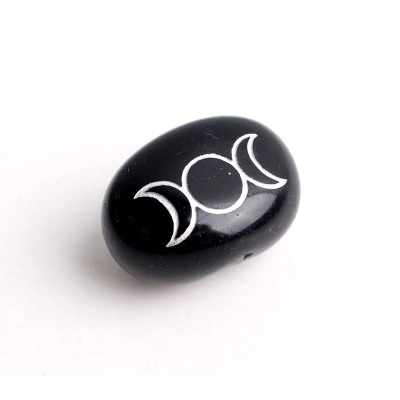 1PC Natural Carved Moon Symbol Black Obsidian Crystal Jewelry Reiki Pendant DIY Handmade Sun Craft Healing Home Decoration | Дом и сад