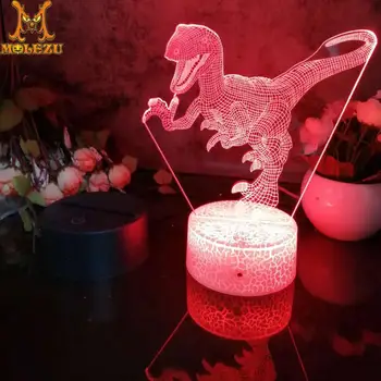 

Molezu Halloween Dinosaur 3 Pattern 3D Led Night Light Decoration Children Kids Gifts 7 Color Changing Visual Table Lamp