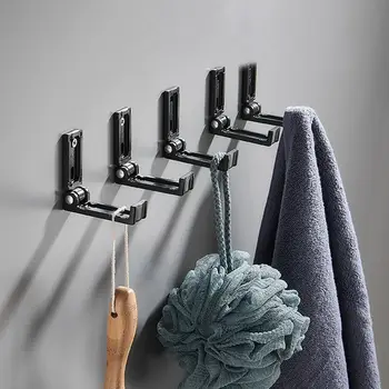 

5pcs Hooks Wall Mounted Folding Coat Hangers Space Saving Hooks for Bathroom