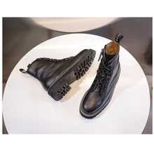 Teahoo/Ботинки martin из натуральной кожи; женские винтажные Ботильоны на молнии сбоку; коллекция года; сезон осень-зима; модные повседневные ботинки; женская обувь