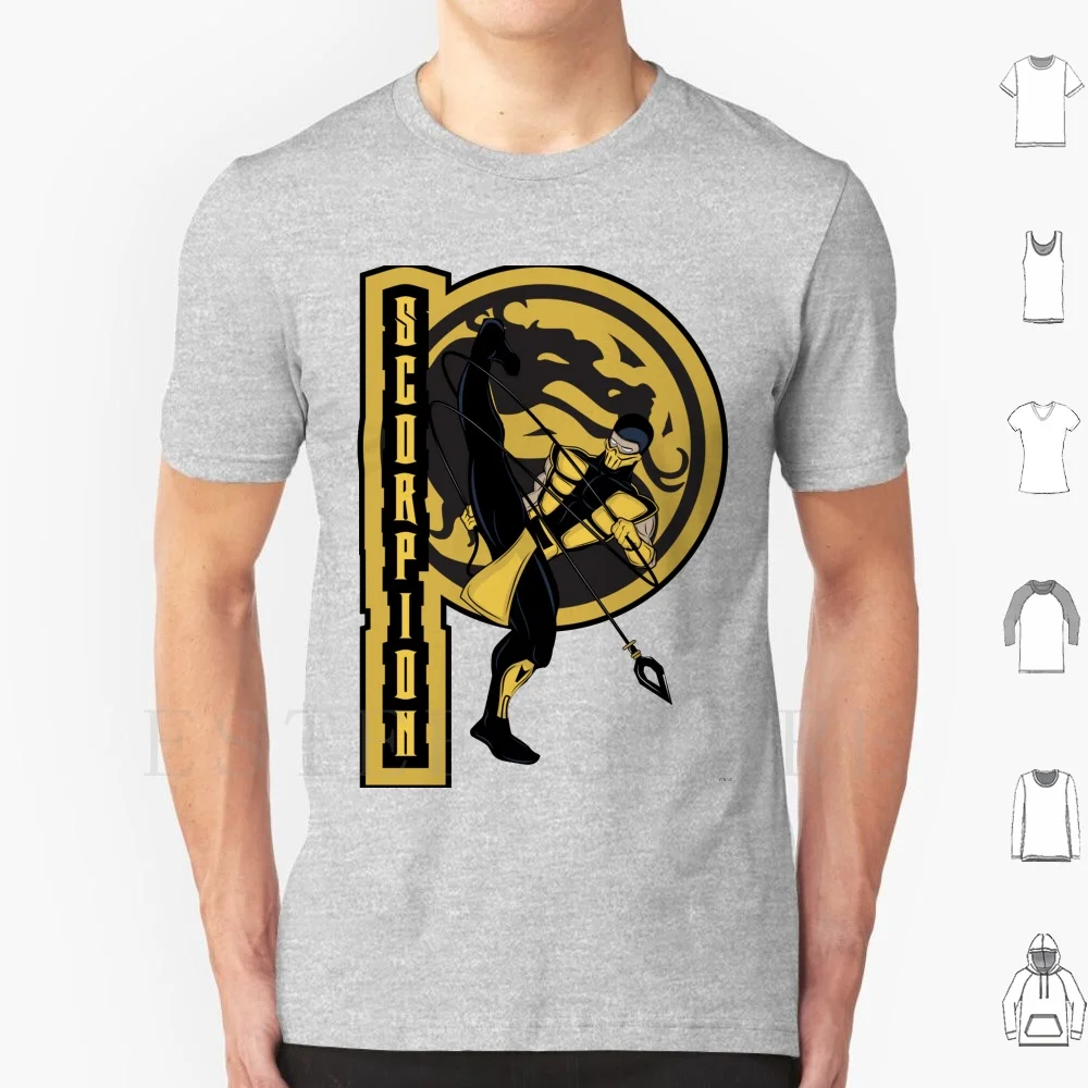 Maglietta Scorpione Uomo Cotone 6Xl Mortal Kombat Mortal Combat Combat Mortal Scorpion Sub Zero Liu Kang Mortal Kombat Fight
