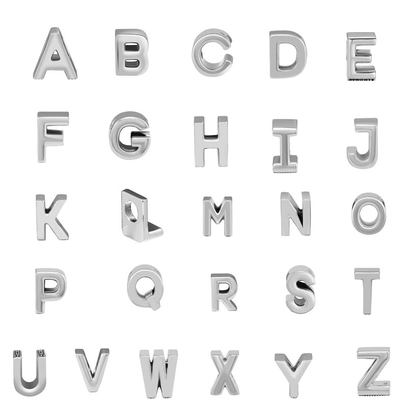 

26 Letters Charm alphabet Beads Fits Original 925 Silver Bracelets For Woman DIY Sterling Silver Beads For Jewelry Making