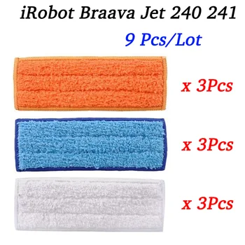 

9PCS Washable Wet Mopping Pads Damp Pads Dry Pad cloth for iRobot Braava Jet 240 241 cleaner spare parts Replacement kit