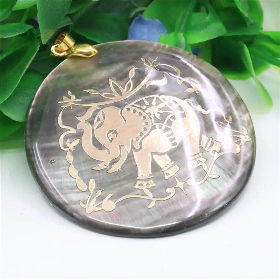 

51mm Natural Round Shape Turtle Butterfly Flower Elephant Pattern Pendants Paua Abalone Shell Beads Best Friend Jewellery Gifts