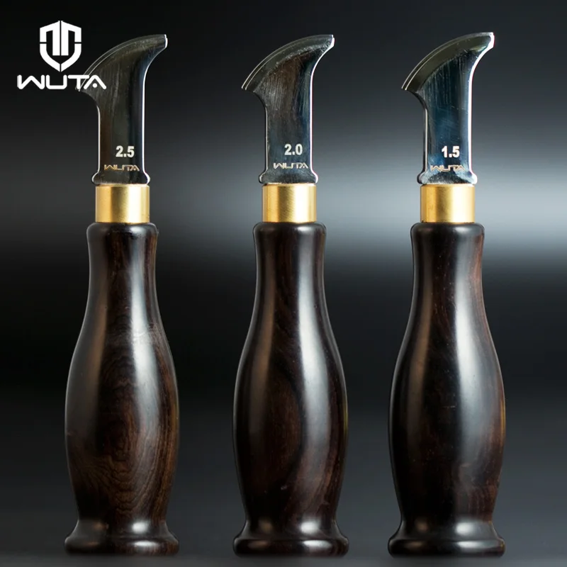 Comprar WUTA alta calidad cuero borde Creaser hoja de acero inoxidable + ébano Blackwood mango marcado borde decorar línea herramienta leatcraft