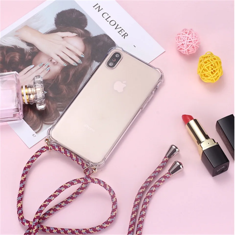 

Strap Cord Chain Phone Simple Necklace Lanyard Mobile Phone Case for Carry Cover Case to Hang For iPhone XS Max XR X 7Plus