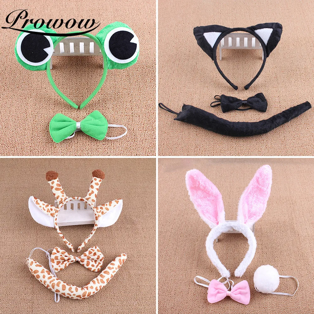 Prowow Kids Girls Boys Hairband Set 3pcs Cartoon Animals Cosplay Hair Accessories Kindergarten Performance Children Headwear