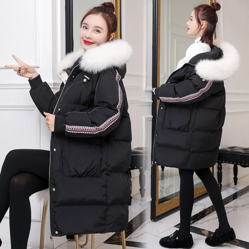 

Elegant Cotton Coat Women's 2018 New Style Winter Korean-style Mid-length Large Fur Collar Dongdaemun Cotton-padded Clothes Thic