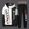 Men Tracksuit Sweat Suits Mens Patchwork 2 Piece Hoodie+Pants Set Hip Sweatpants Hop Fashion Streetwear Sports Clothing Set 4XL 2