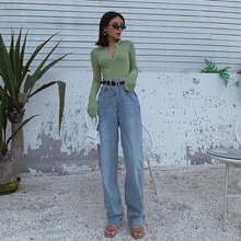 Новая мода Женская одежда Джинсы женские с высокой талией свободные прямые широкие брюки