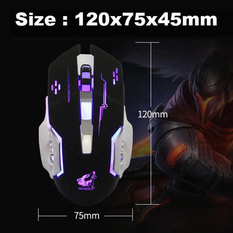 Kuulee Professional USB Wired Gaming Computer Mouse 4000 DPI Optical LED Lighting Mouse Gamer for Computer PC Laptop