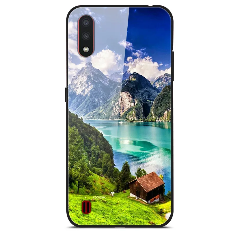 Для samsung Galaxy A01 чехол A 01 закаленное стекло Жесткий чехлы для телефона для samsung A01 чехол A015F A015 SM-A015F бампер