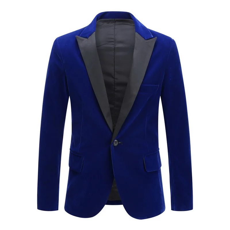 New Shiny Mens Blazer Jackets Vintage Velvet Suit Jackets Wedding Party Suit Jacket Groom Costume Stage Blazer Terno Masculino - Цвет: blue 2