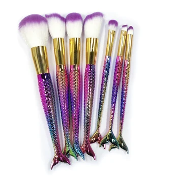 

7Pcs Mermaid Tail Professional Makeup Brushes Eyeshadow Contour Foundation Concealer Blush Powder Eye Beauty Make up Tools