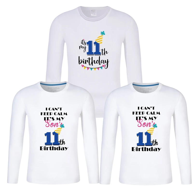 Одинаковые рубашки для всей семьи для мамы, папы и детей детская белая футболка одежда с длинными рукавами для мальчиков на день рождения индивидуальный наряд для первого дня рождения для мальчиков - Цвет: WH-11
