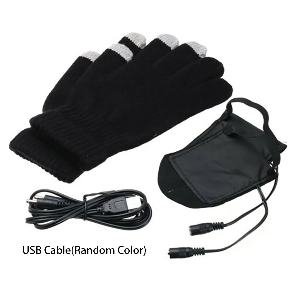 

Hand Warmer Unisex Cycling USB Powered Motorcycle Knitted Winter Snowboard Hunting Mittens Thermal Heated Gloves Outdoor Skiing