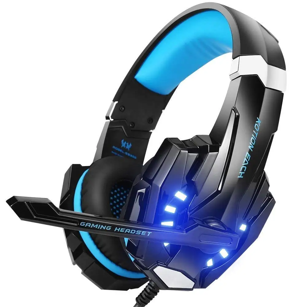 Head Mounted Computer Gaming Headset Stereo Noise Cancelling Over Ear Headphones with Mic LED Light For PS4 PC