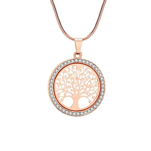Rose Gold Золотое ожерелье «Древо жизни» - Цвет: Rose Gold