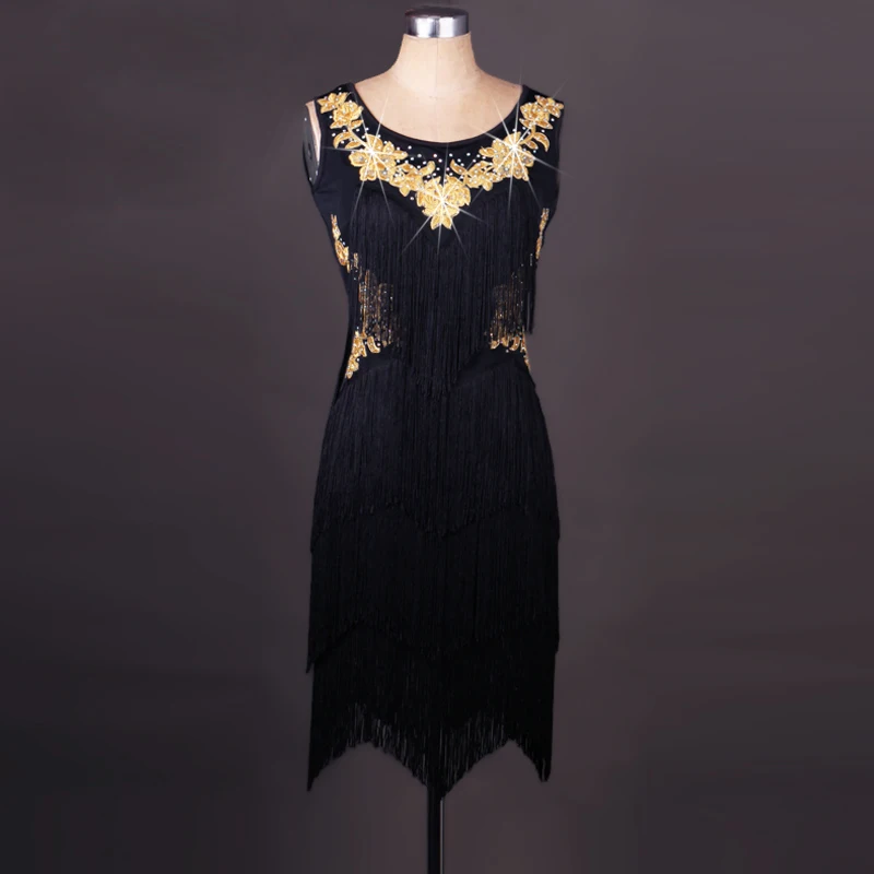 

Женское платье для латиноамериканских танцев, черный танцевальный костюм с кисточками на заказ для взрослых, Самба, Румба, танцевальное платье для латиноамериканских соревнований