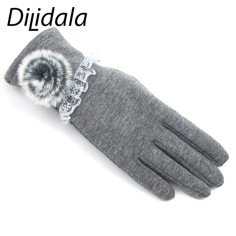 Dilidala новые меховые плюшевые перчатки женские зимние перчатки для езды на велосипеде теплые перчатки для сенсорного экрана однотонные удобные перчатки