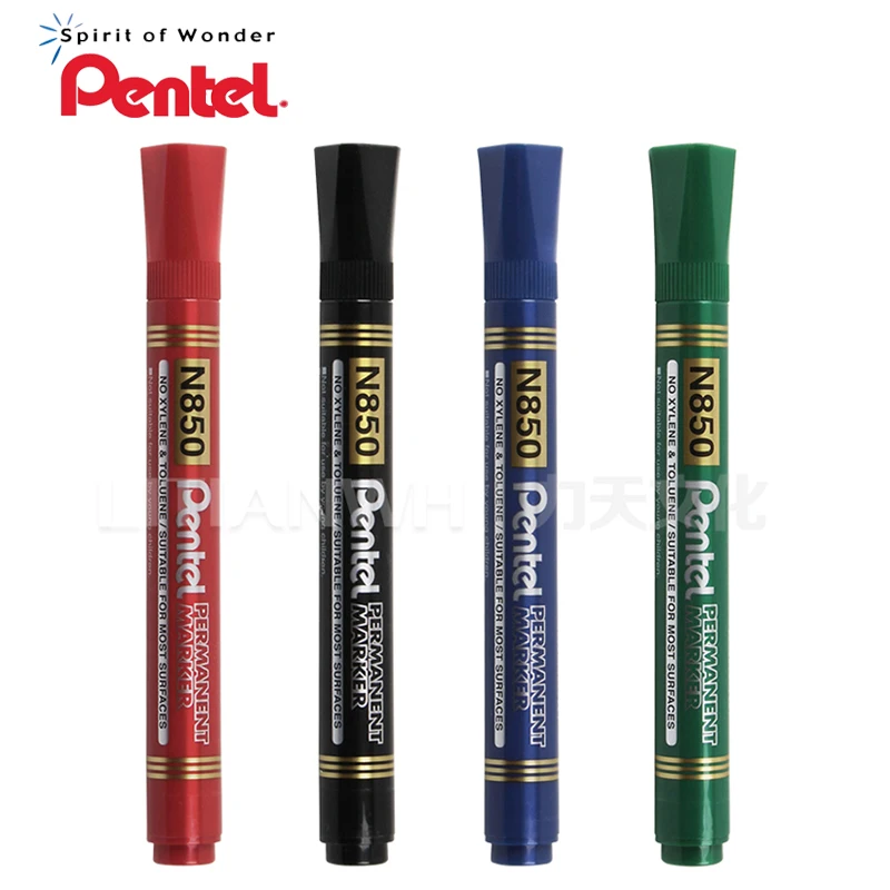 Blue or Green Ink. 4x Pentel N850 Permanent Marker Pen Bullet Tip Black 