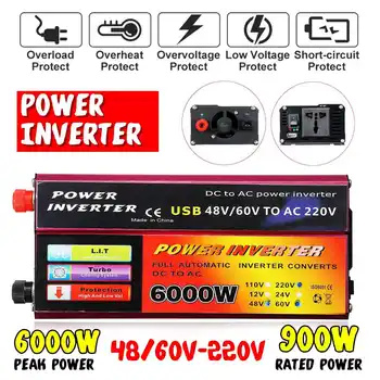 

Car Inverter 12V 220V 6000W Solar Power Inverter Voltage Converter Transformer DC 12V&24V To AC 110V/220V Auto Adapt