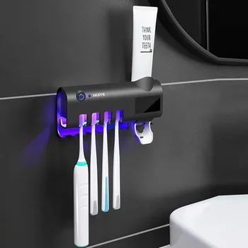 

intelligent Solar Energy UV Toothbrush Disinfectant Cleaning Agent Storage Bathroom Toothpaste Dispenser Holder Sanitizer