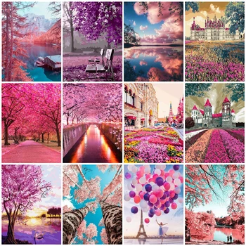 

HUACAN DIY Painting By Number Scenery Hand Painted Paintings Art Drawing On Canvas Gift Coloring By Numbers Tree Kits Home Decor