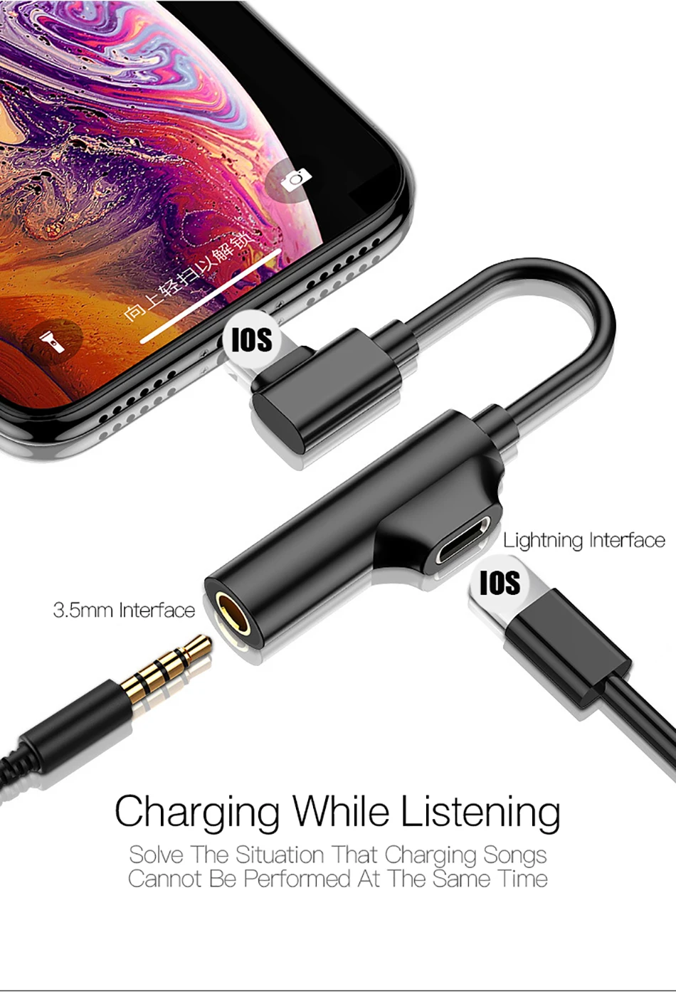 2 в 1 Освещение usb type-C аудио зарядный адаптер для iPhone 11 X XR XS 7 8 Plus для 3,5 мм разъем для наушников AUX кабель Разъем