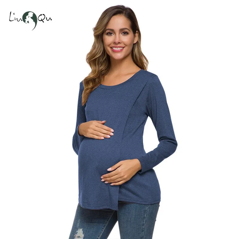 Женские Костюмы для беременных, с длинным рукавом, корсет для кормящих беременных многослойное платье с открытыми боками одежда для кормящих матерей Беременность рубашки для мальчиков