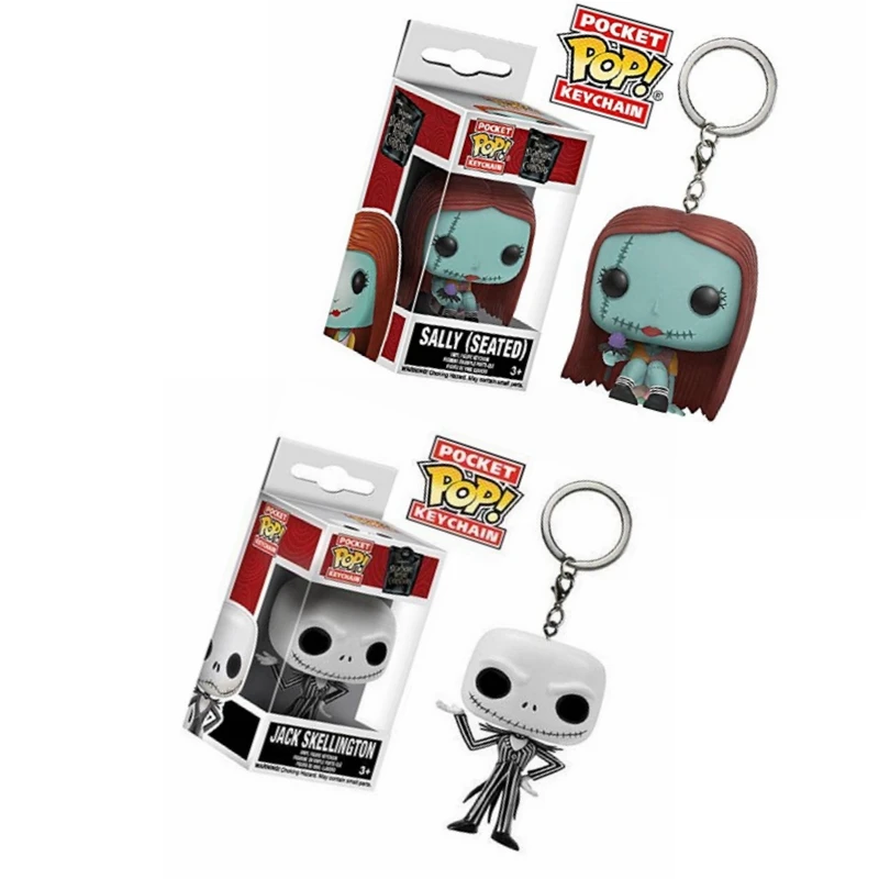 

POP Official Pocket Sally & Jack Skellington Keychain The Nightmare Before Christmas Action Figure Pumpkin King Toys PVC Gifts