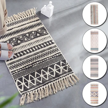 

Soft Tassel Home Retro Carpets Table Runner Door Mat Bohemian Style Rugs Carpets For Home Area Rug Living Room Decoration