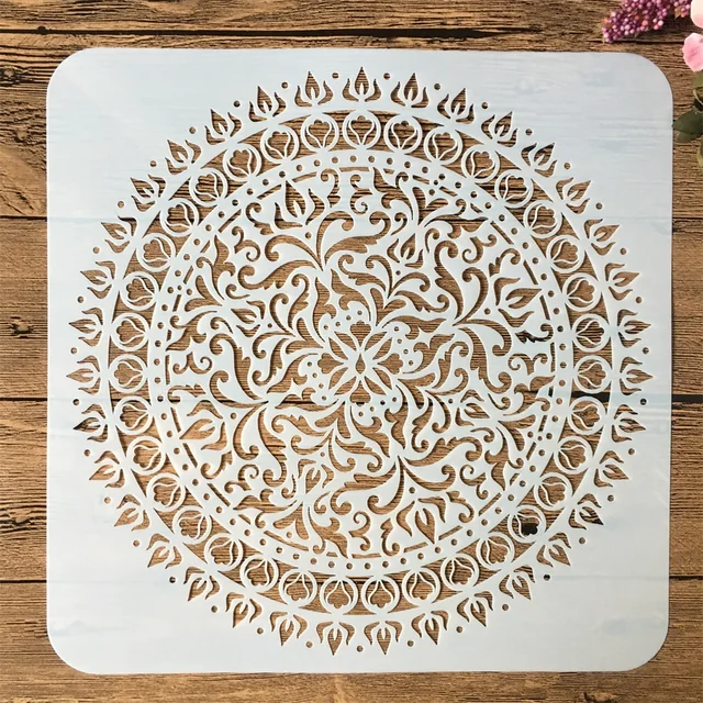 9Pcs/Pack 15*15cm Mandala Round Geometry DIY Layering Stencils Painting Scrapbook Coloring Embossing Album Decorative Template 1Pcs No 3