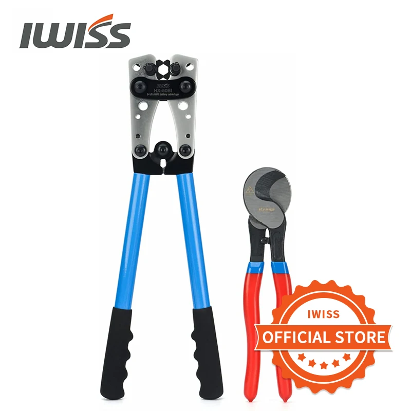Iwiss Hx50bi Battery Cable Lug Crimping Tool From Awg 8 1/0 With