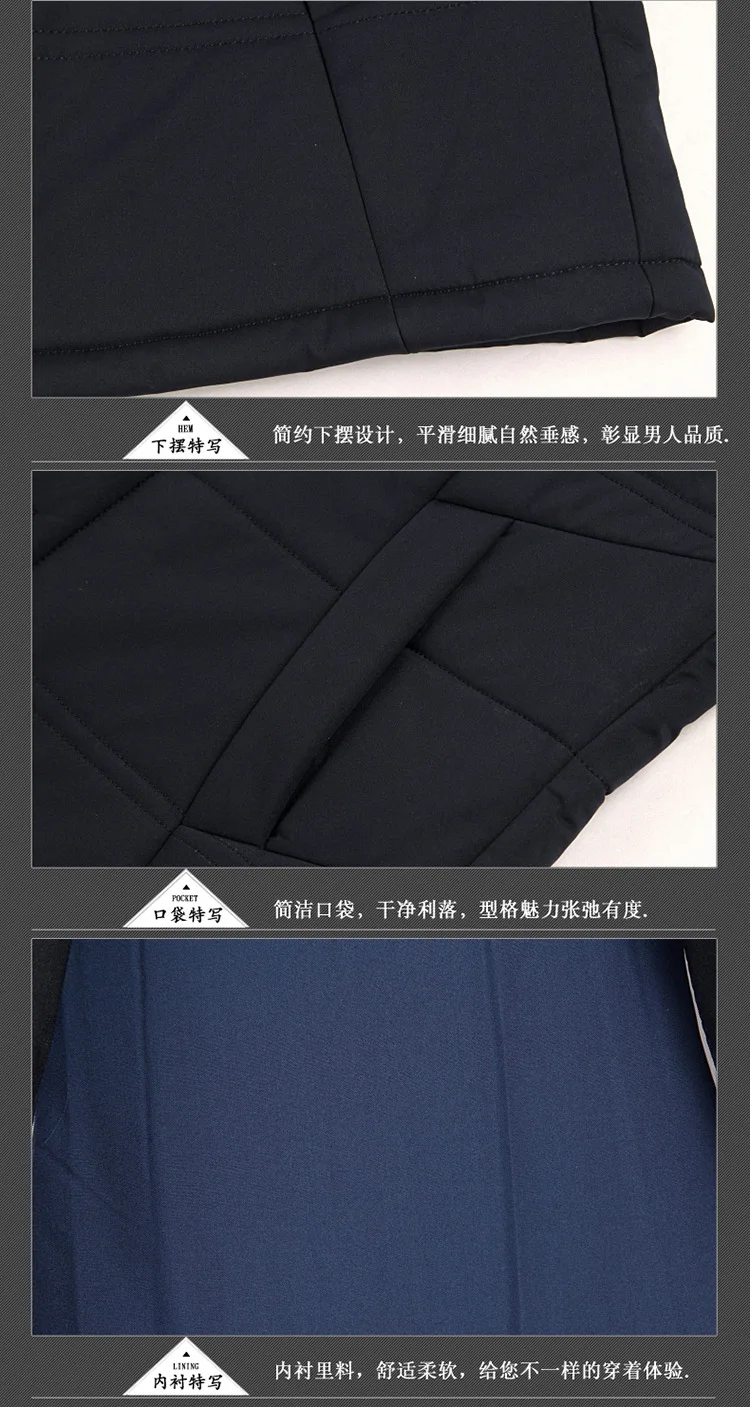 Winter New Style Men Cotton Overcoat Genuine Product Middle-aged Men's Business Pure Color Cotton Coat Boutique Daddy Cloth