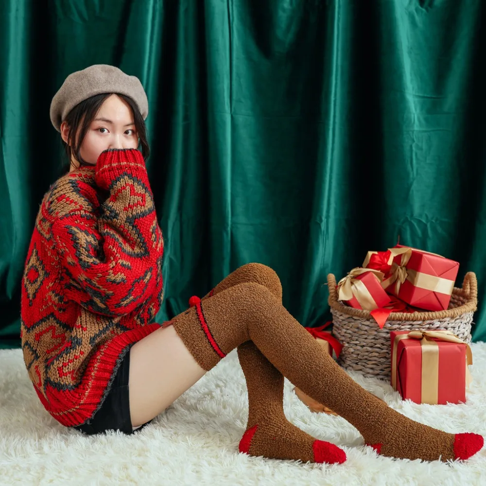 Fashion Women Unisex Casual Christmas Printed Long stockings Socks for girl teens cycling winter  (9)
