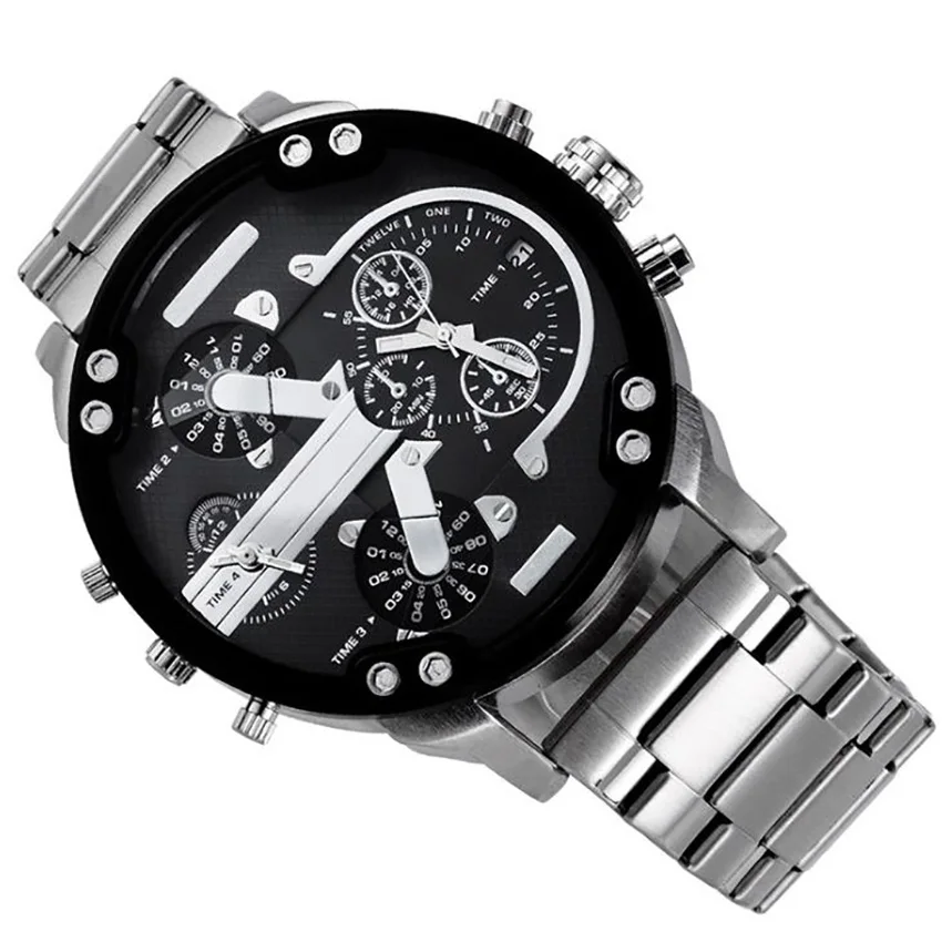 Для Мужчин's УФ-фильтр 52 мм с большой чехол кварцевые часы Стильный Для мужчин s наручные часы Водонепроницаемый Двойная индикация времени отображает военные часы relogio masculino мужской часы - Color: 8