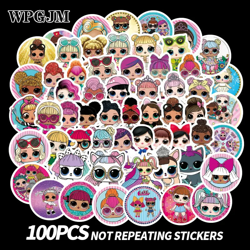 

100Pcs Personality Doll Stickers Children's Toys PVC Graffiti Notebook Suitcase Computer Car Boot Guitar Waterproof Sticker