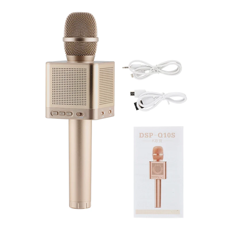 Акция-Q10S беспроводной микрофон для караоке 2,1 Звуковая дорожка мерный звук изменение голоса 4 динамика умный микрофон