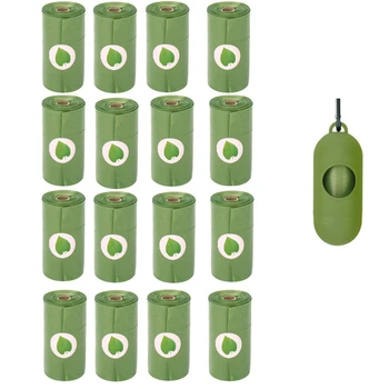 

16 Rolls Pet Dog Poop Bag with Dispenser Compostable Dog Outdoor Dog Poop Bags Degradable Pet Dog Waste Poop Bag