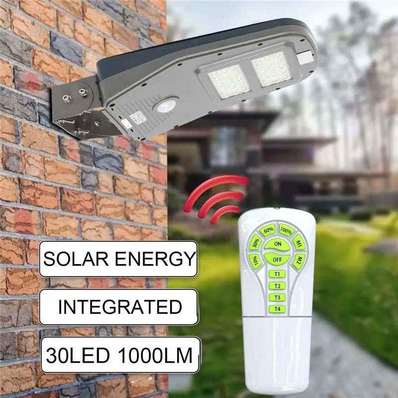 1000LM Zonne-energie PIR Motion Sensor 30LED Straat Licht Waterdichte Outdoor Wandlamp met Afstandsbediening 1000LM Zonne-energie PIR Motion Sensor 30LED Straat Licht Waterdichte Outdoor Wandlamp met Afstandsbediening
