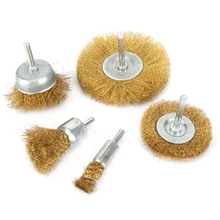 5 шт. 16-75 мм щетка из медной проволоки набор колес 6 мм хвостовик Полировка роторный инструмент