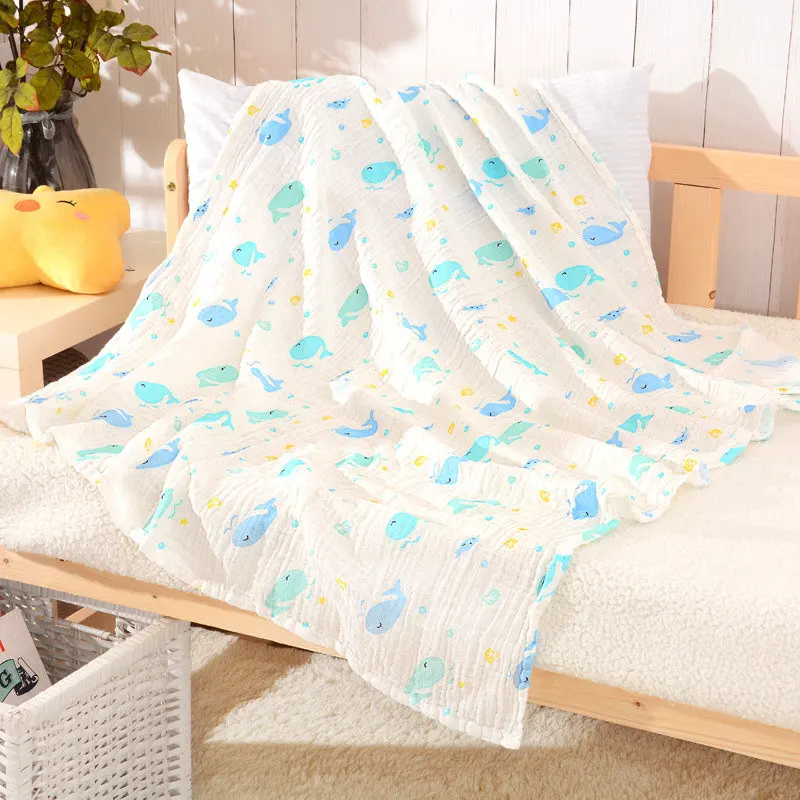 2pcs/set Newborn Baby Blanket Cotton Bamboo Blanket Cartoon Patterns Multi-use Infant Towel Baby Muslin Swaddle Wrap - Цвет: 5