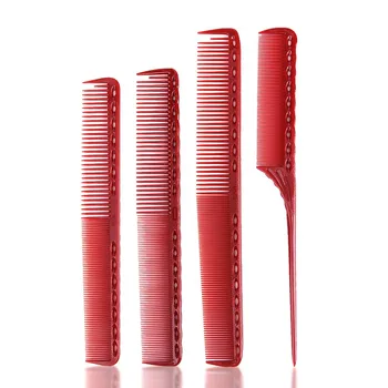 

Anti-static Red Hairdressing Comb Detangling Platic Straightening Comb Barber Hair Different Design Combs Set