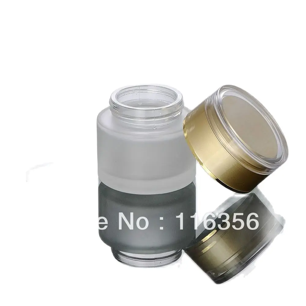 

50G frosted glass cream jar with golden lid