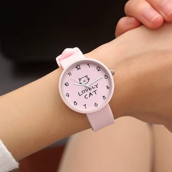 

Lovely Cat Kids Watch Gifts for Girls Watch Children's Fashion Casual Geneva Silicone Quartz Wristwatches Clock Relojes