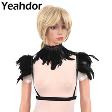 2 шт Хэллоуин вечерние женские викторианская готика из натурального перьев шаль фиксатор для плеча накидка с воротником для винтажного сбора